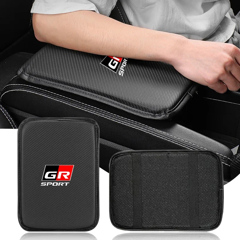 Car Carbon Fiber Armrest Box Central Control Protective Mat For Toyota GR Sport Gazoo Racing Yaris Corolla RAV4 Car Accessories