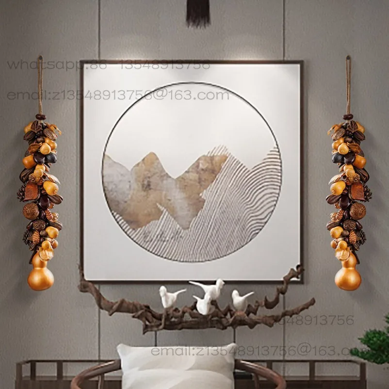 Natural Gourd Pendant Home Living Room Entrance Corridor Decoration Wild Fruit String Pendant Gate Ping An Fulu Wall Hanging