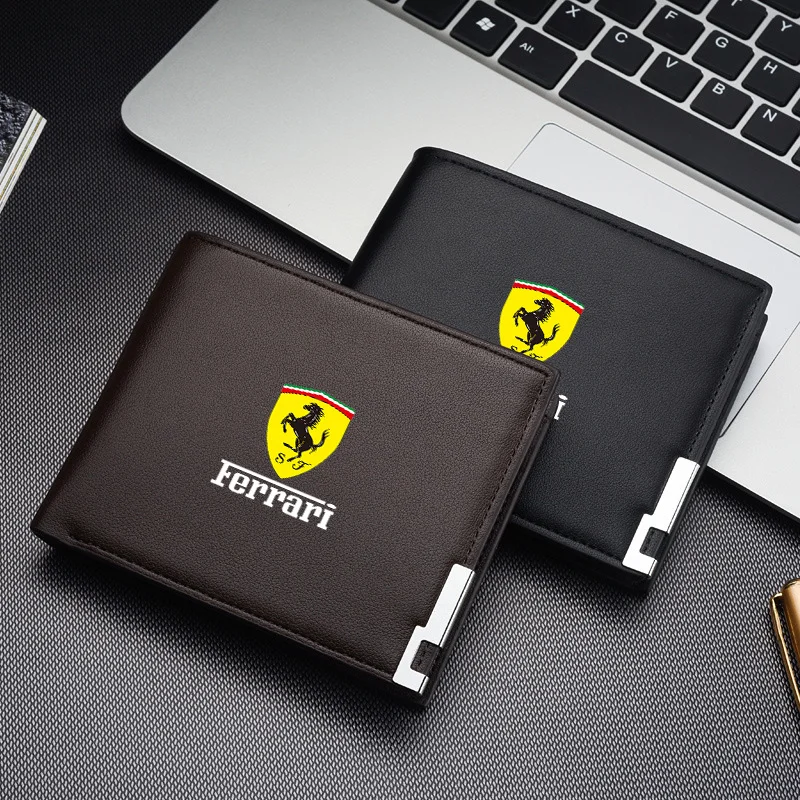 Cartera corta de cuero para hombre con tarjetero, accesorio de licencia para f-ferrari SP1 812 F40 F12TDF SF90 458 488 599 612 FF F