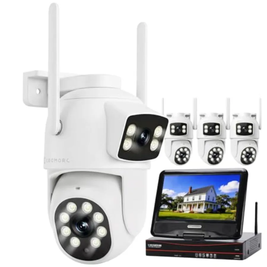 

Wireless security system for home and business use, aluminum alloy housing, black color, expandable 16CH NVR with 10.1 monitor,