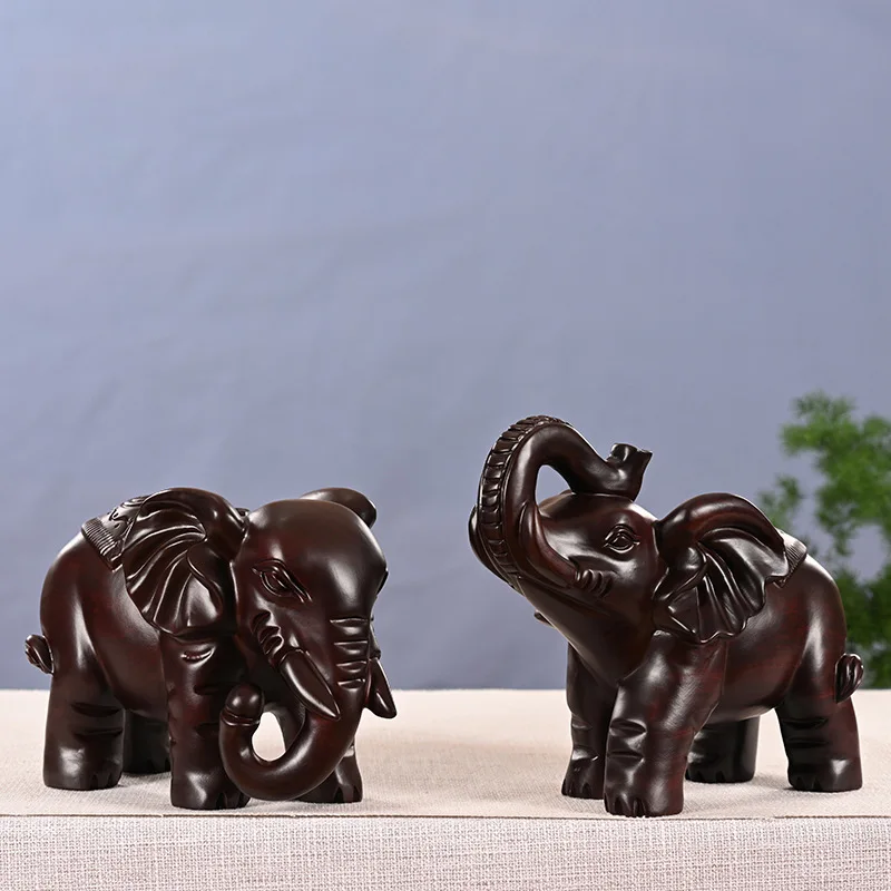 

Blackwood Solid Wood Elephant Ornaments a Pair of Wooden Elephants Living Room Home Carving Decoration Rosewoody Craft Gift