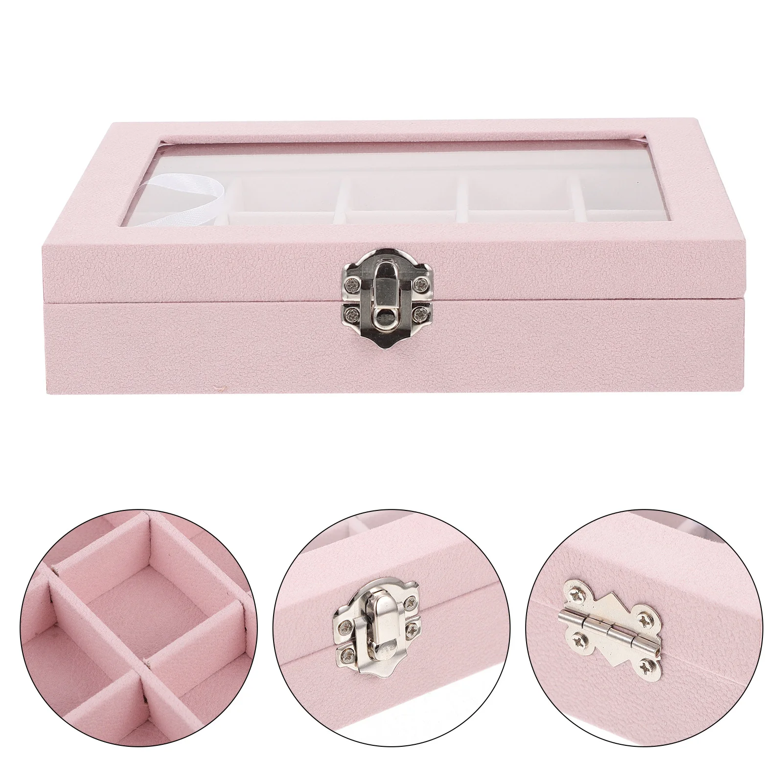

1Pcs Transparent Lid Jewelry Box Multi-Compartment Storage Organizer for Earrings Rings Pendants Dressing Table