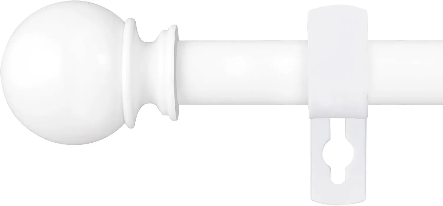 

Heavy Duty White Curtain Rod, 28-48 Inch Adjustable, 5/8" Diameter Metal for Windows