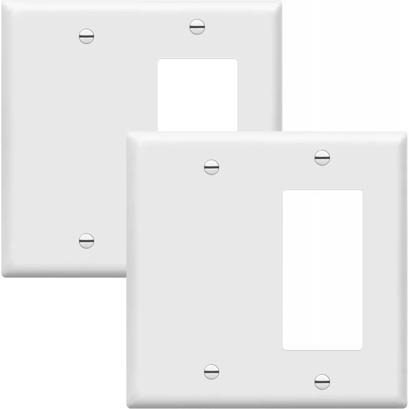 

ENERLITES Combination Decorator Rocker/Blank Outlet Wall Plate, Size, 2-Gang 4.50 inch x 4.57 inch Light Switch Cover,