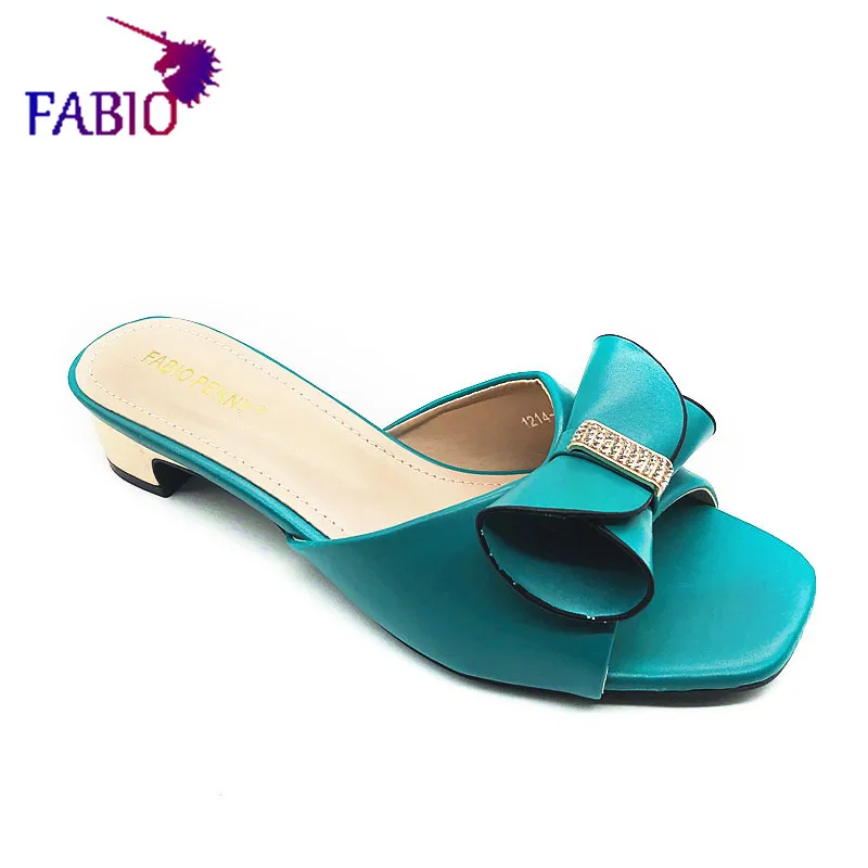 FABIO PENNY european ladies fashion elegant mature summer slippers low bow casual and comfortable open toe slippers for women