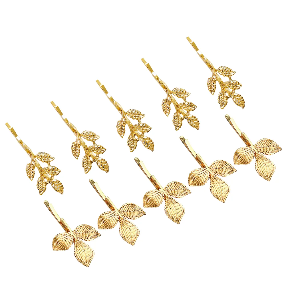 

10pcs Alloy Leaf Hairpins Durable Hair Clips Elegant Barrette Fashion Headdress Hair Decoration for Women Girls