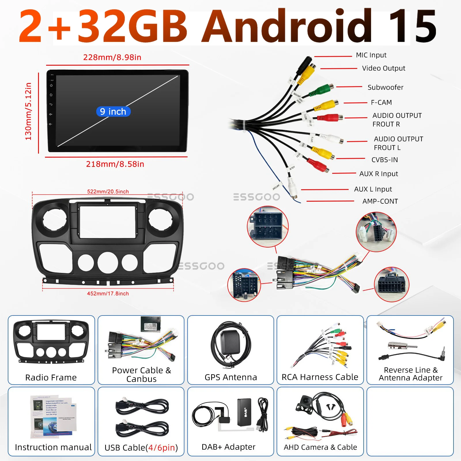 MOPECT Android Auto Radio voor Renault Master 3 III Nissan NV400 Opel Movano Draadloze Carplay Auto Multimedia GPS 2din autoradio - afbeelding 1
