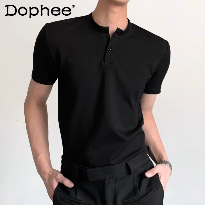 

Male Trendy Simple Solid Color Breathable T-shirts Men's 2025 Summer New Handsome Slimming Tops Men's Comfort Handsome Chic Tees