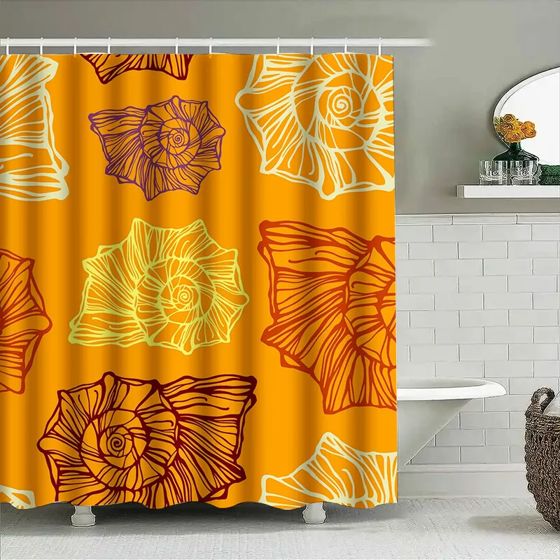 

Современная занавеска для душа с цветочным принтом, оранжевый дизайн подсолнечника для украшения ванной комнаты, водонепроницаемая ткань, индивидуальный размер (47x84)