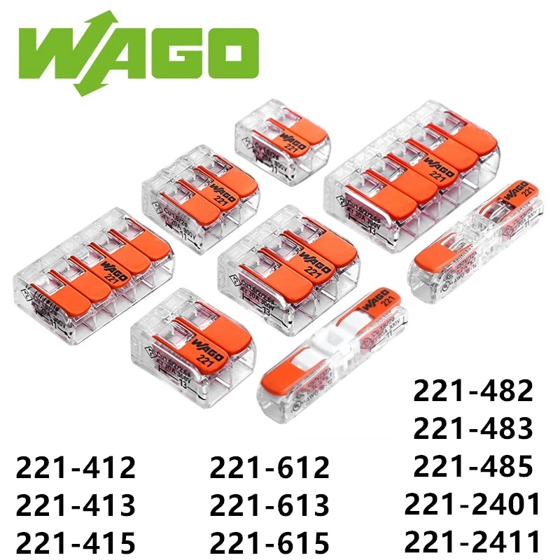 HD 100pcs WAGO 221-412 221-413 221-415 221-612 221-613 221-615 Wire