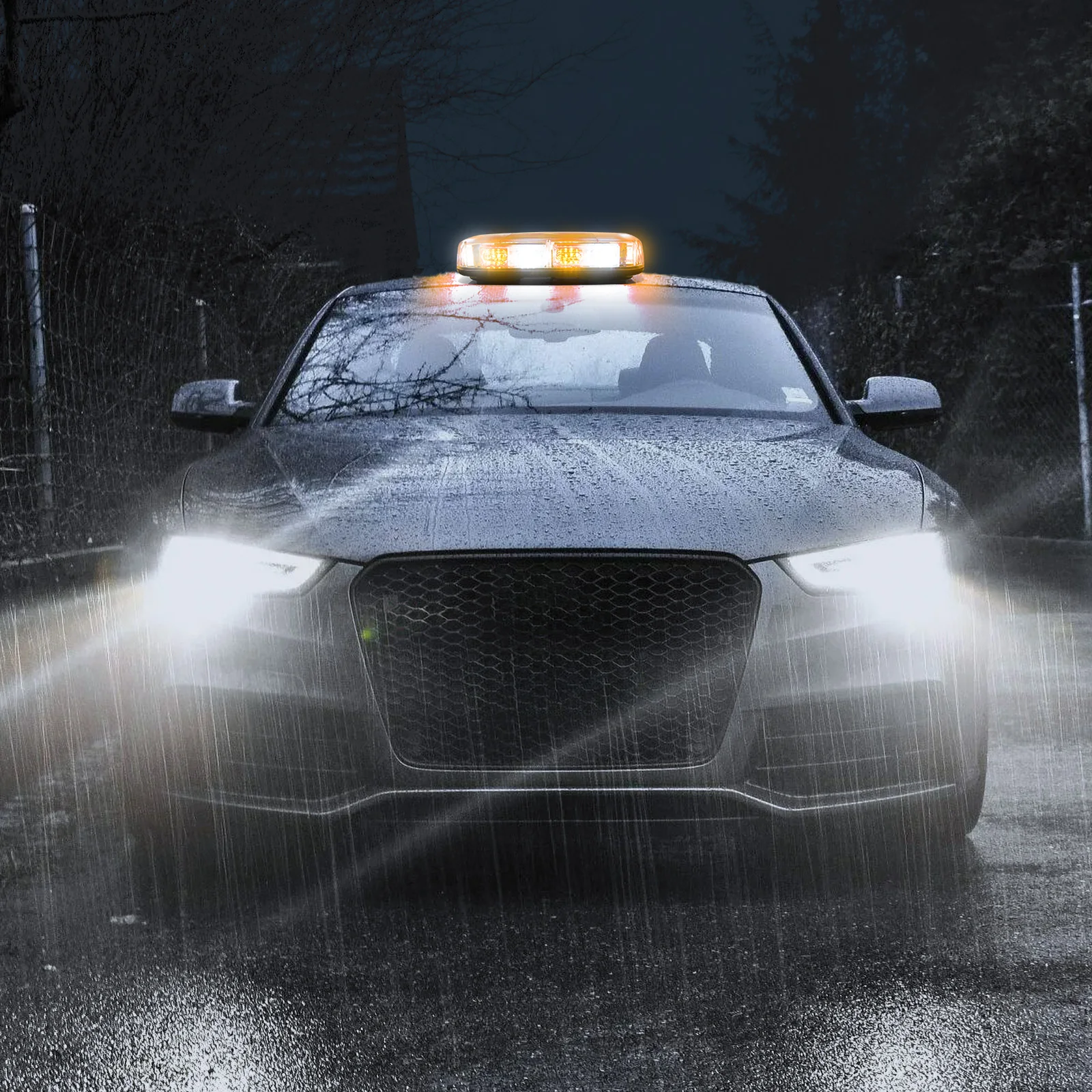48 LED Amber Car Roof Strobe Lights Car Safety Warn Flashing Light Beacon for Cars Trucks Snow Plow Vehicles Caution Lamp 12V24V