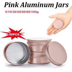 알루미늄 나사 뚜껑 둥근 주석 용기, 빈 크림 립 밤 상자, 항아리 나사 상단 알루미늄 주석, 50g, 10g, 30g, 50g, 60g, 80g, 100g, 50 개