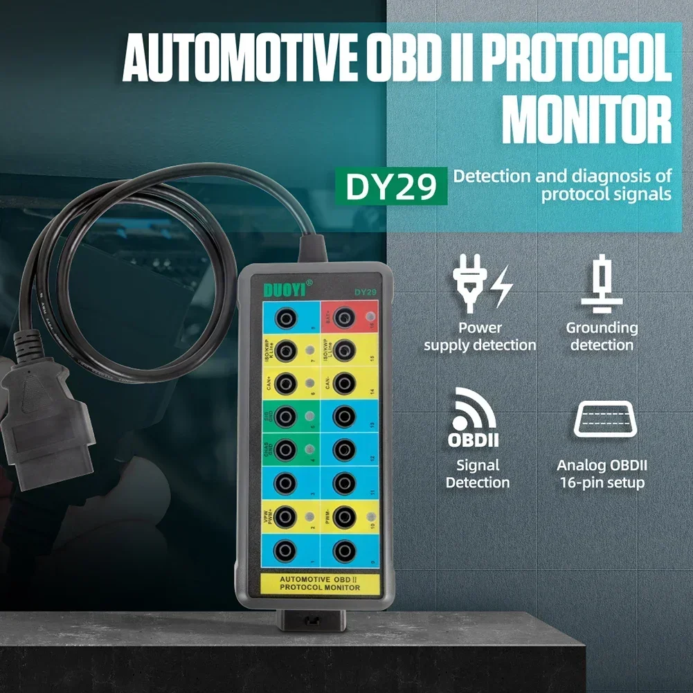 DY29 Automotive Diagnostic Protocol Detector Tester Auto Car Obd2 Breakout Break Out Box Vehicle OBDII Interface Monitor