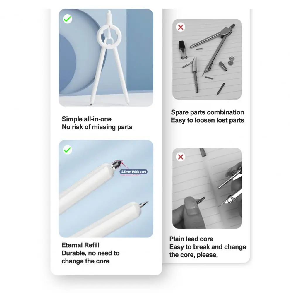 แผงแสดงผลดิจิตอลมัลติฟังก์ชันเข็มทิศเพื่อการเรียนรู้สำหรับนักเรียนที่มีความแม่นยำในการวาดภาพวัดวงกลมสำหรับโรงเรียน