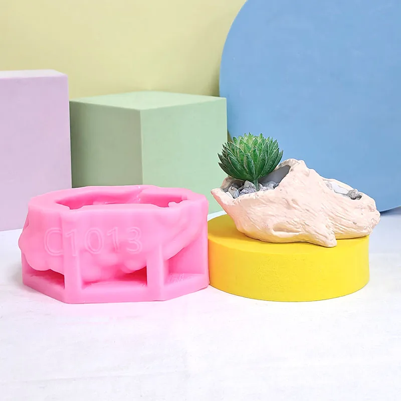 Simulated Driftwood Flower Pot Silicone Mold DIY Cement Gypsum Succulent Planter Mold Imitation Tree Root and Dead Wood Shape Flower Vessel Hand-Casting Mold
