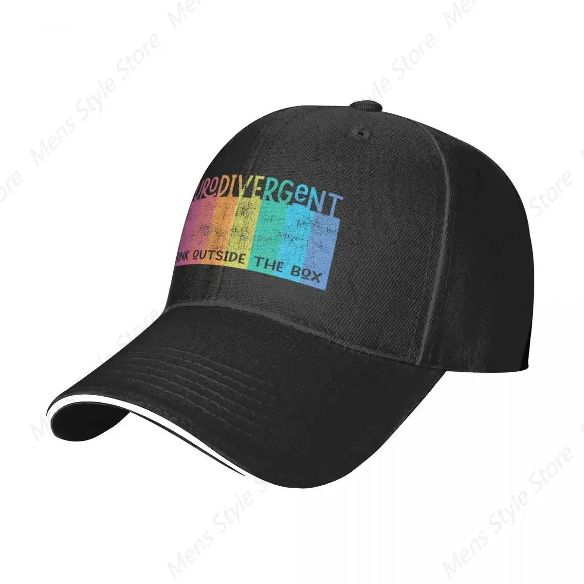 Colorful Neurodivergent Rainbow Design Baseball Cap hard hat tea Hat funny hat western Man Women's