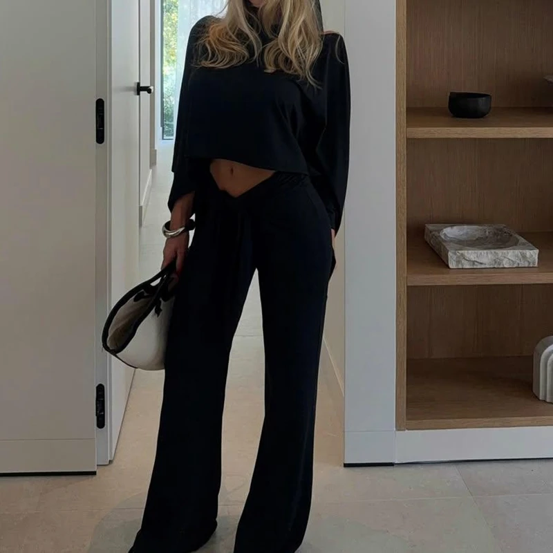 Women Y2k Solid Slim Fit Straps Cross Tied Bowknot High Rise Long Pants Micro Flared Long Sports Casual Yoga Trousers with Belt