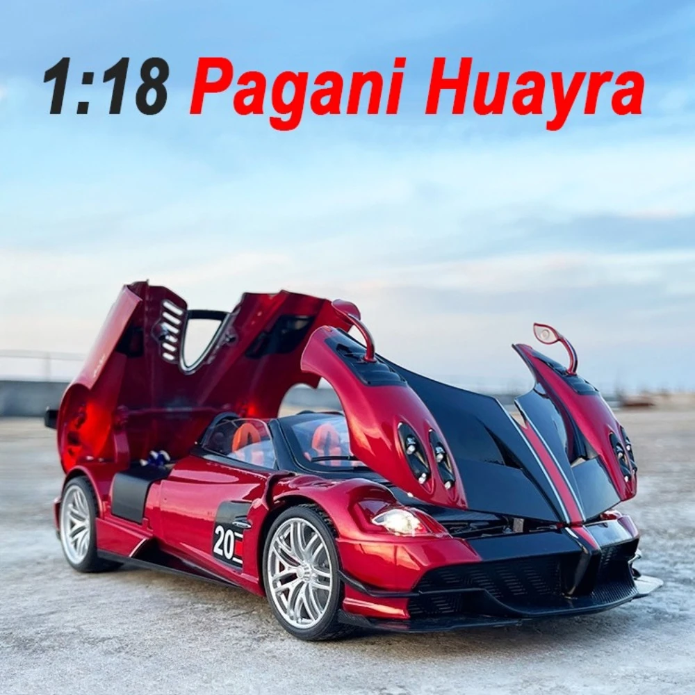 1:18 Pagani Huayra Mustang GT500, модель из сплава, миниатюрные игрушки, литые под давлением двери автомобиля, открытый звук, свет, откатные автомобили, праздничные подарки