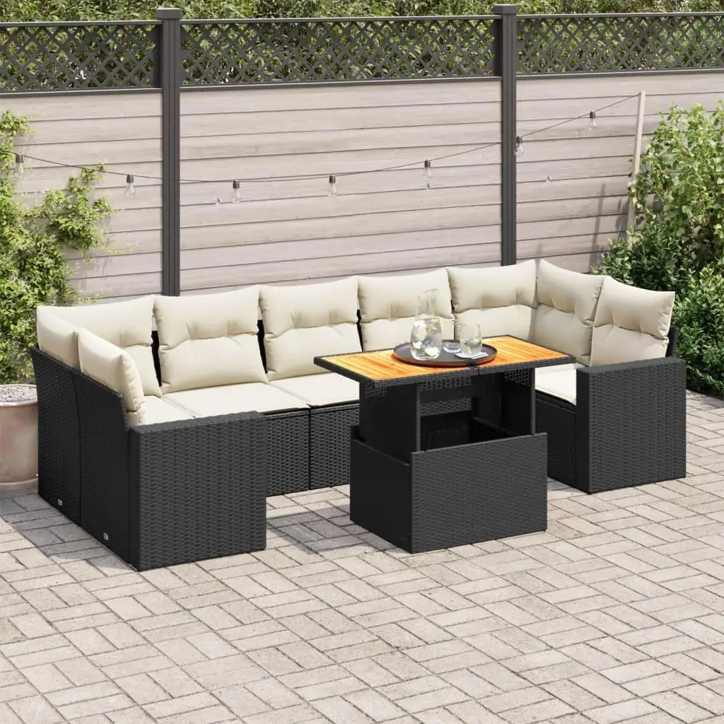 

Elegant Black and Cream Garden Sofa Set Outdoor Furniture Stylish Patio Seating Comfortable Cushions for Relaxing Garden Decor