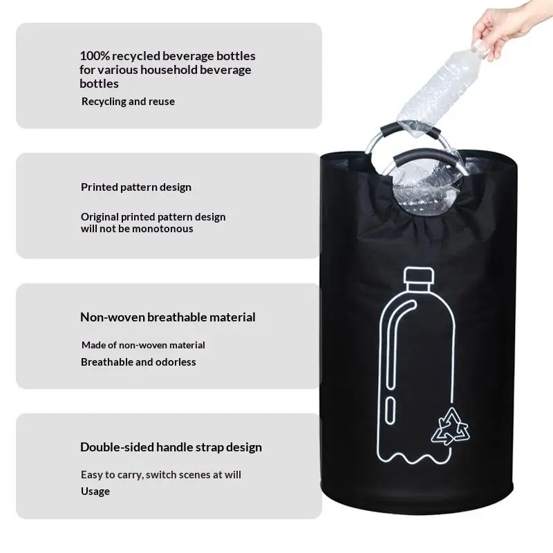82L Großer Leergut-Aufbewahrungskorb mit Aluminiumgriff, faltbare Abwasserflaschen-Sammeltasche zum Recycling