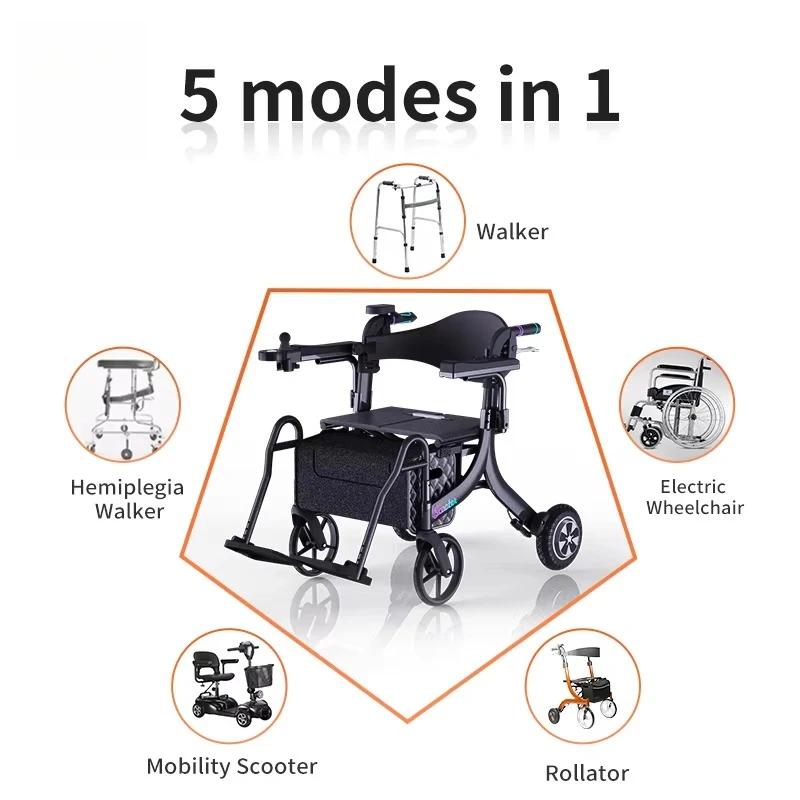 Electric Rollator Walker with Seat Shopping Cart Style for Rehabilitation Therapy Supplies