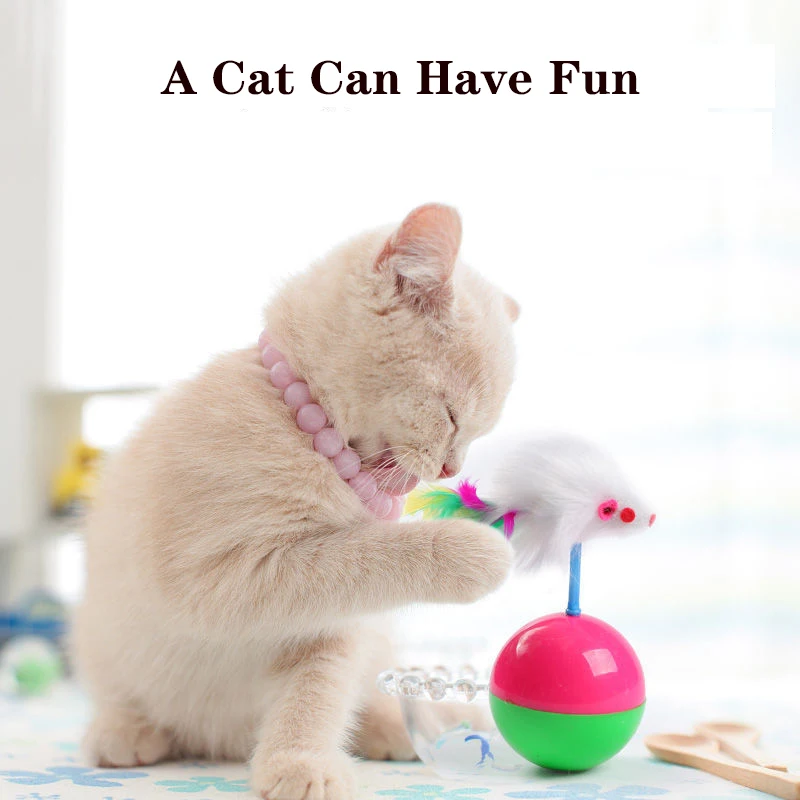 

Cat Toys Fur Mouse Tumbler Training Kitten Simulation Interactive Plastic Play Balls for Catch Gatos Supplies Pet Accessories