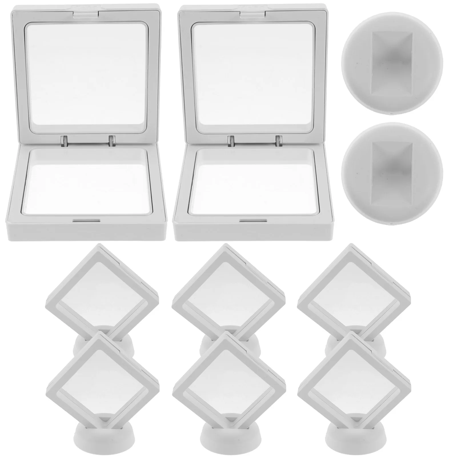 

Coin Display Case ABS PE Material White Plastic Holder 3D Floating Frame Decorative Coin Stand Medal Frame Dustproof Moisture