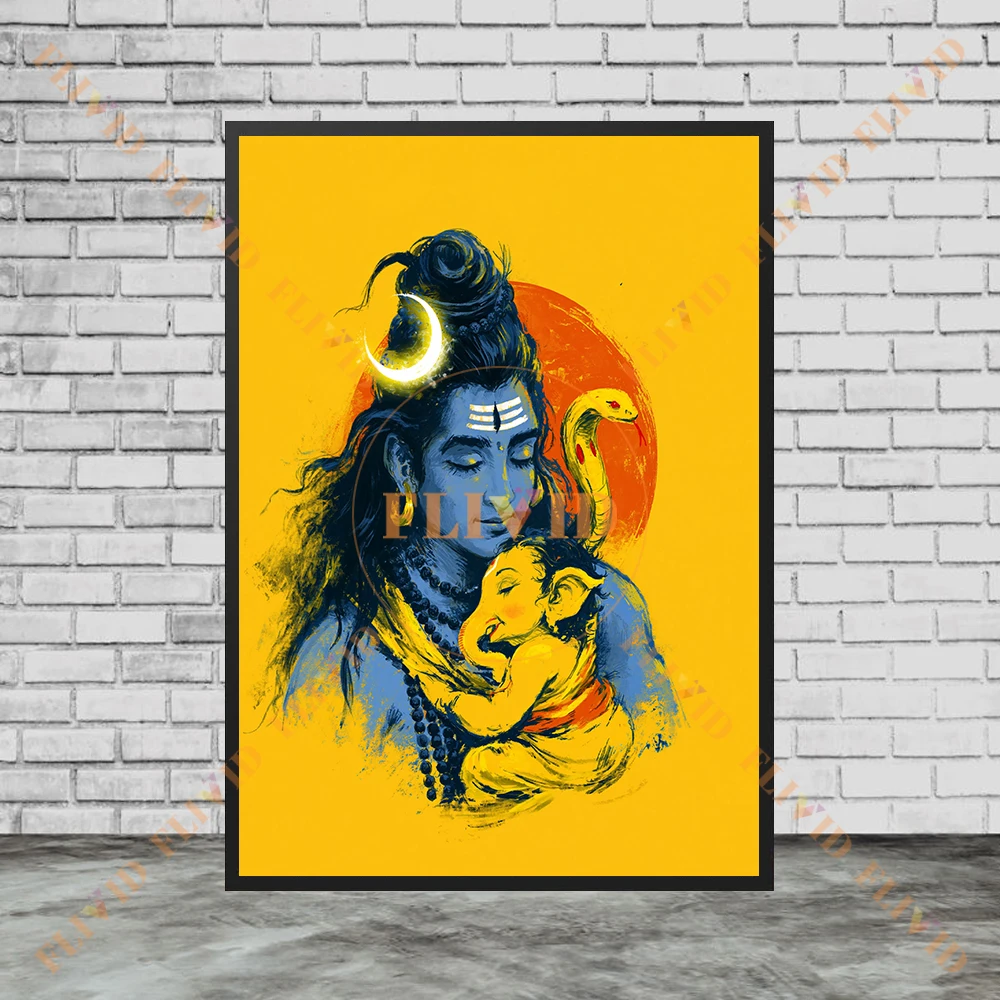 Vintage Texture Indian Deity Canvas Print Lord Shiva Trishul Wall Poster Hinduism Spiritual Artwork For Living Room Temple Decor