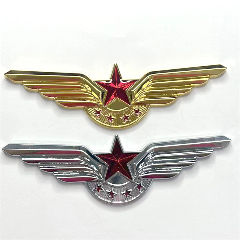 

3D Zinc Alloy Plating Five-Pointed Star Angel Wings Car Decoration Stickers Side Sticker Fender Bumper Rear Tail Box Badge CB-22