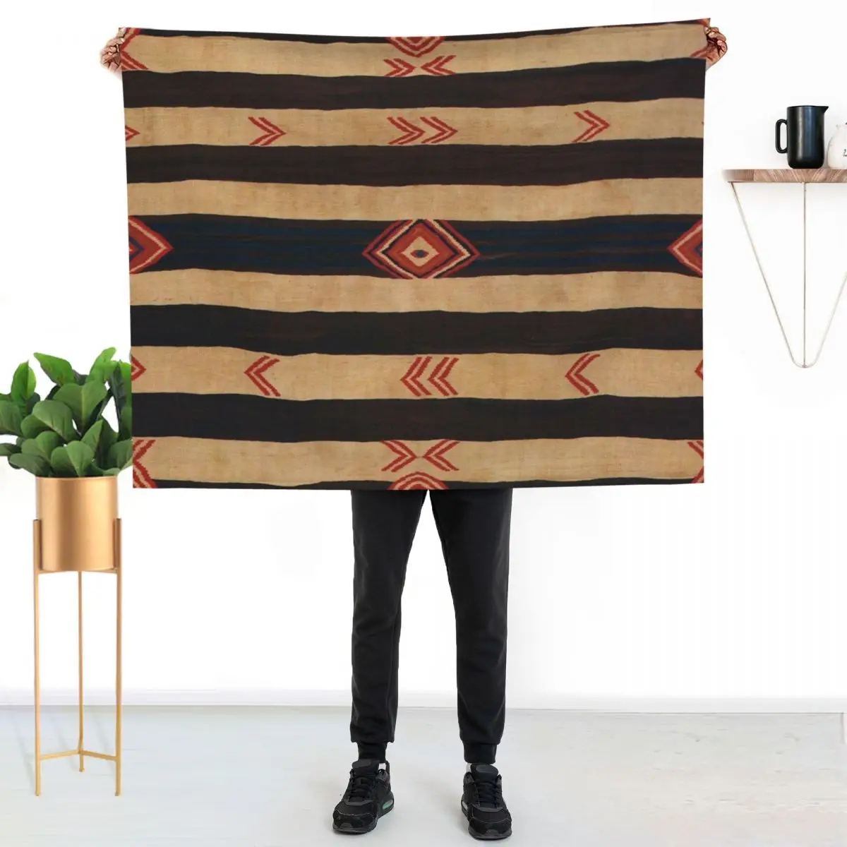 Navajo Textile / Native American Weaving pattern 15 Throw Blanket Warm Napping Blanket for Office Couch Bed