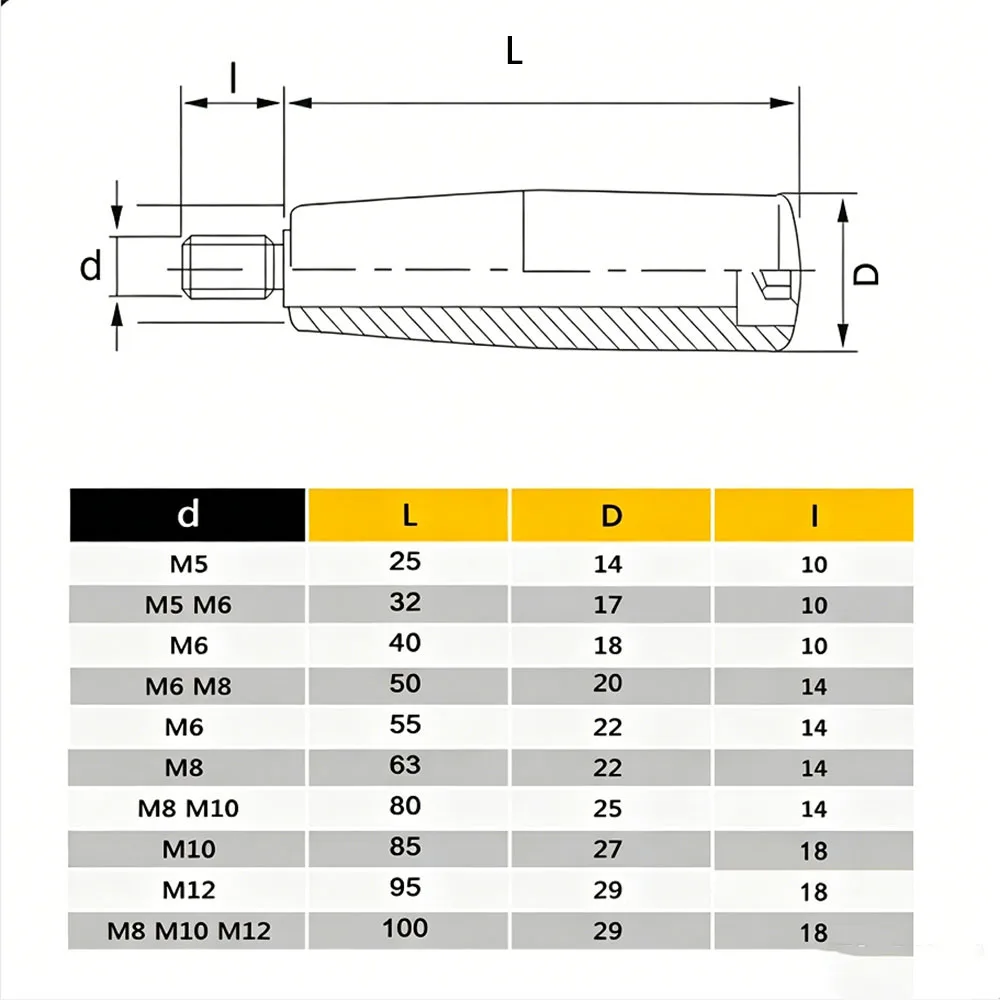 1Pcs External Thread Screw M5-M12 Hex Rotating Mechanical Handle Length 25-100mm Handwheel Adjustable Clamping Lever Locking