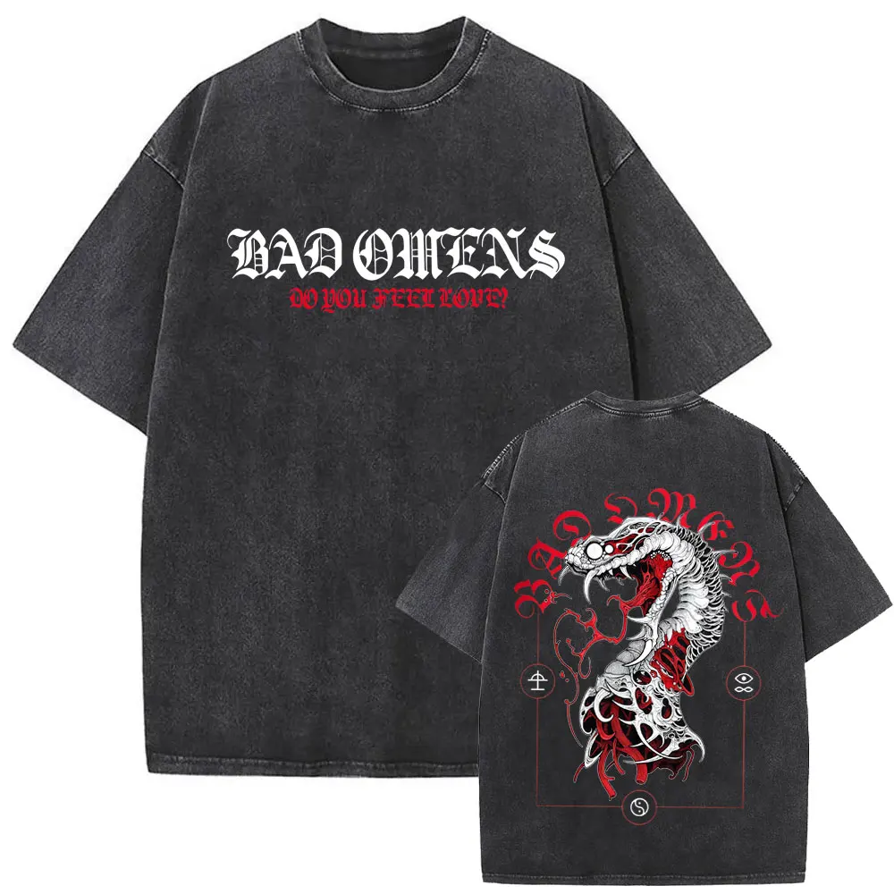 

Washed Vintage Bad Omens Do You Feel Love Tour 2026 T Shirt Fans Gift Men Clothing Retro Rock Gothic Metal Oversized T-shirts
