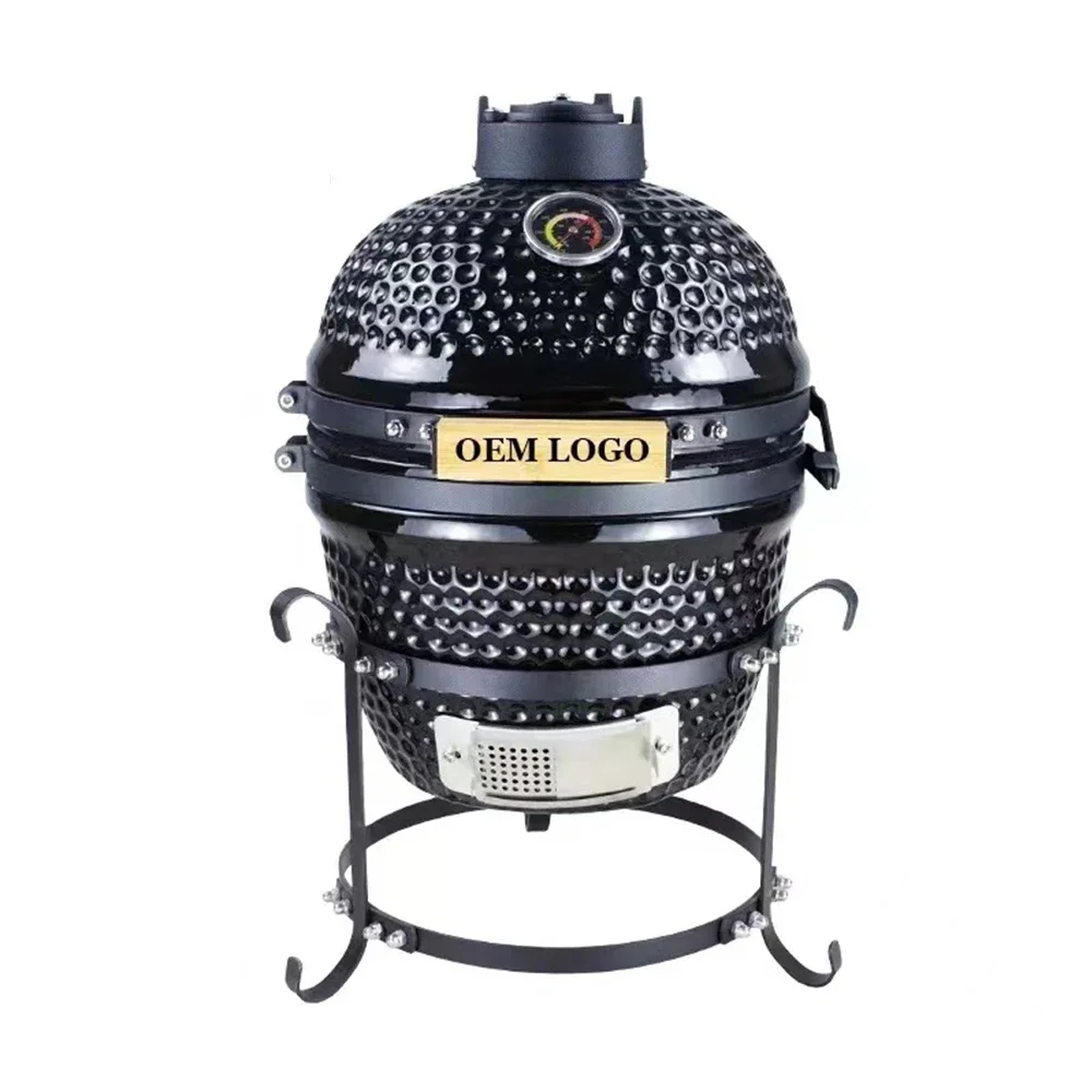 13 Black Abrazine Kamado BBQ Grills Outdoor Garden Enamelled Steel Asadores Meat Camping Pellet Smoker Barbecue Charcoal