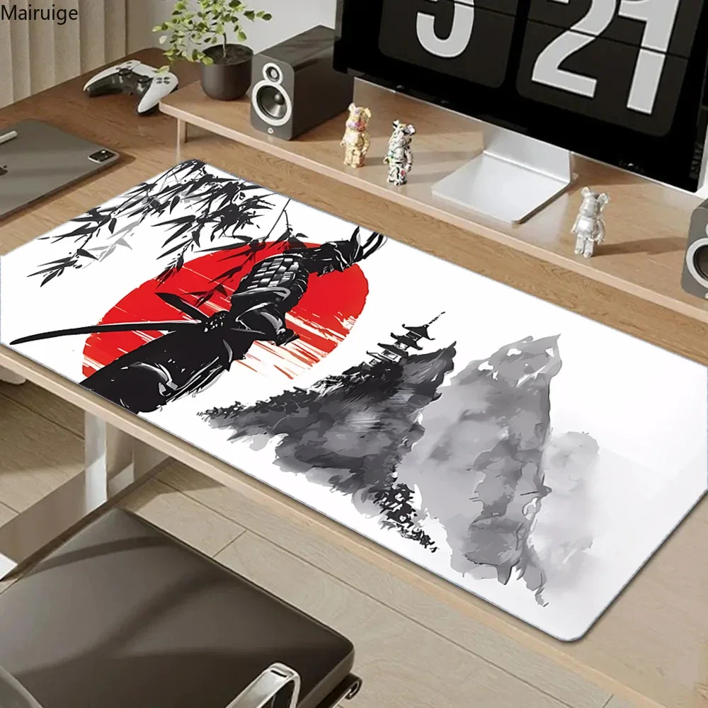 Samurai Warrior Mouse Pad Gamer Computer Accessories Keyboard Table Mat Black Mousepad Company Gaming Laptop Desk anti-slip