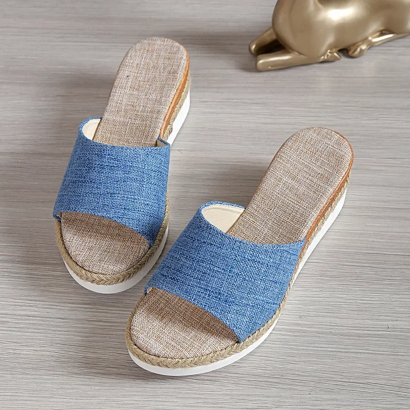 

Summer Women's Wedge Slippers Shoes for Women Casual Thick Sole Fashion Comfortable Beach Slippers Women Zapatos De Mujer