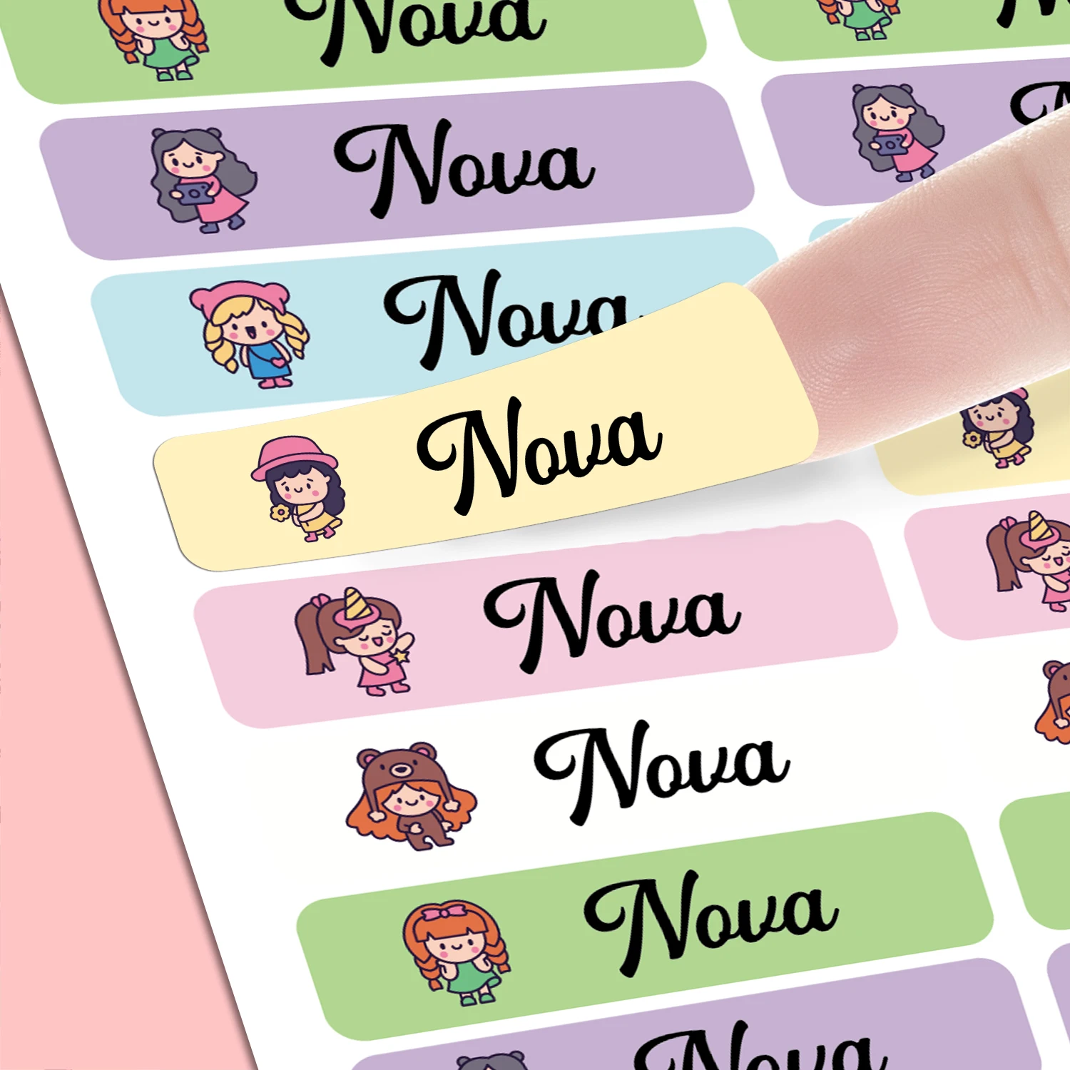 Waterproof Little Girl Personalized Name Labels For Kids Stickers Tags For Water Bottles Backpack School Supplies Trucks Design