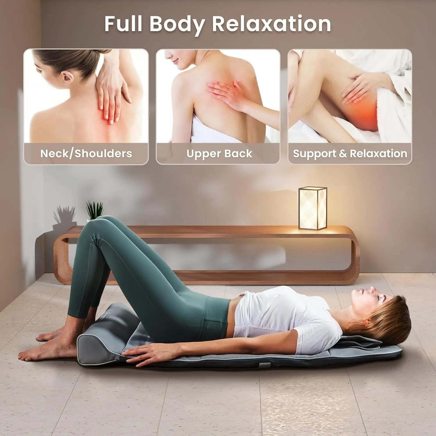 Comfier Heated Full Body Massage Mat, Back Stretching & Lumbar Traction Massage Mat, Back Massager For Back Pain Relief,