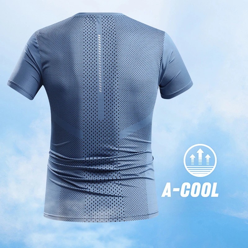 

New Summer Ice Silk Men's T-shirt 2025 Fashion Youth Short-sleeved Casual Sports Streetwear Fitness Running T Shirt Harajuku