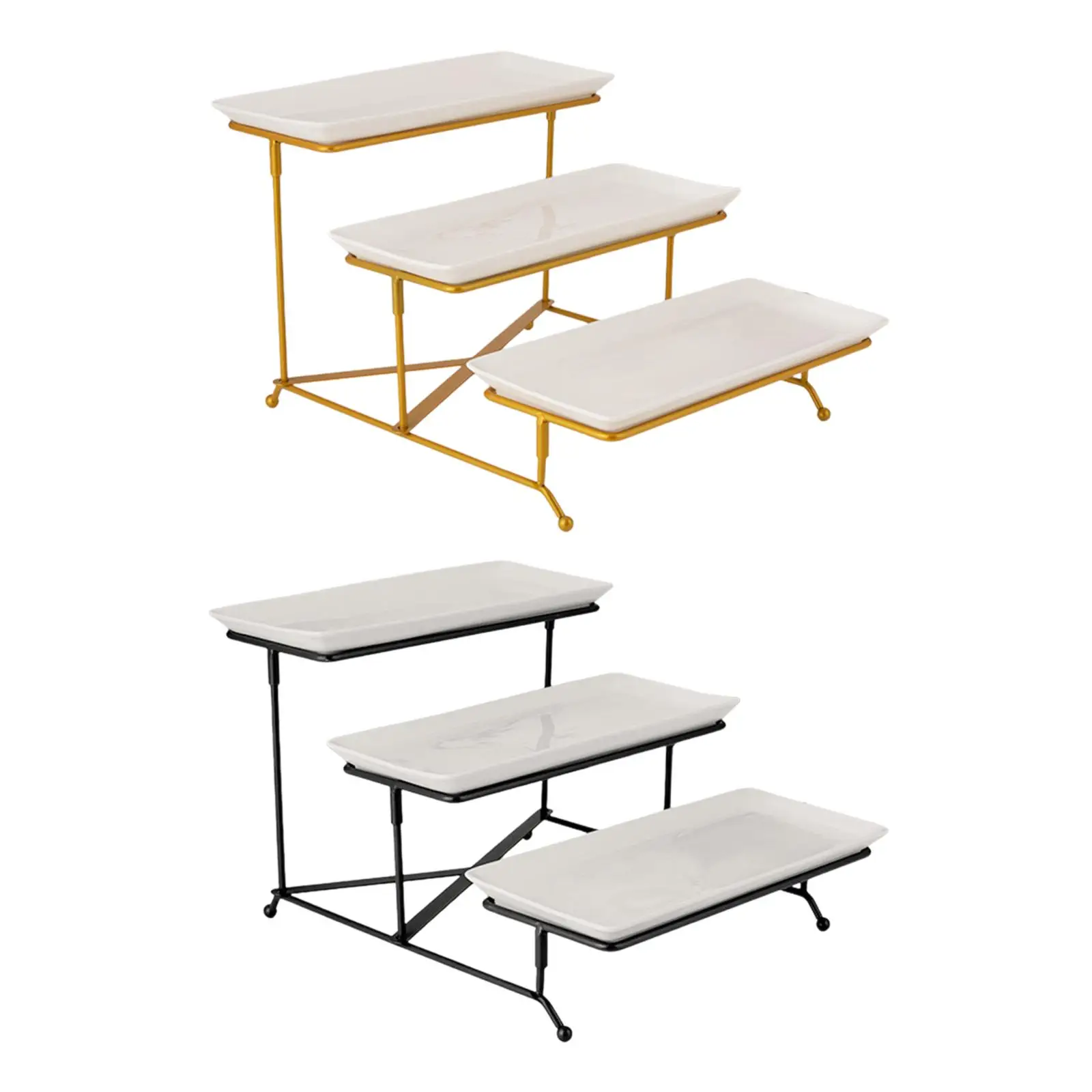 Party Display Set, 3 Tier, Rectangular, Serving Platter, Stand Set, Tiered