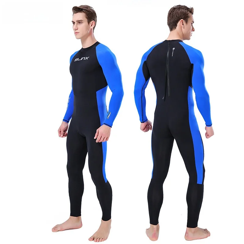 Lycra Wetsuit Men Surfing Rash Guards Snorkeling Suit Long Sleeve Back Zipper Full Body Skin Diving Suit One-piece Rash Guard