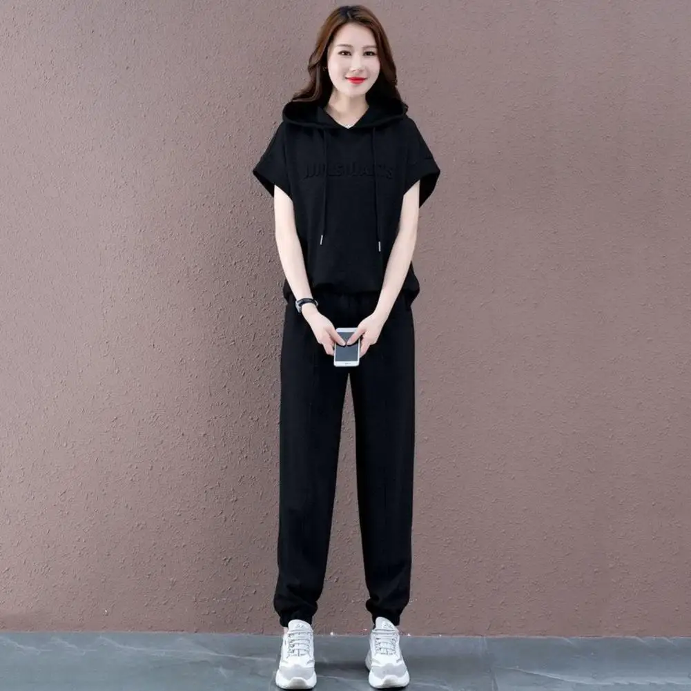 2023 Summer New Irregular Short Sleeve Top+Casual Pants Two Piece Women\'s Tracksuit Suit Korean Elegant Sportswear Matching Set