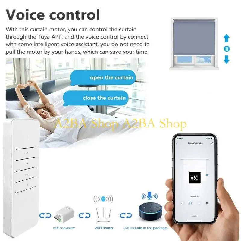 

A2BA Wireless Roller Shade Motor Remote App Control No Wiring Required
