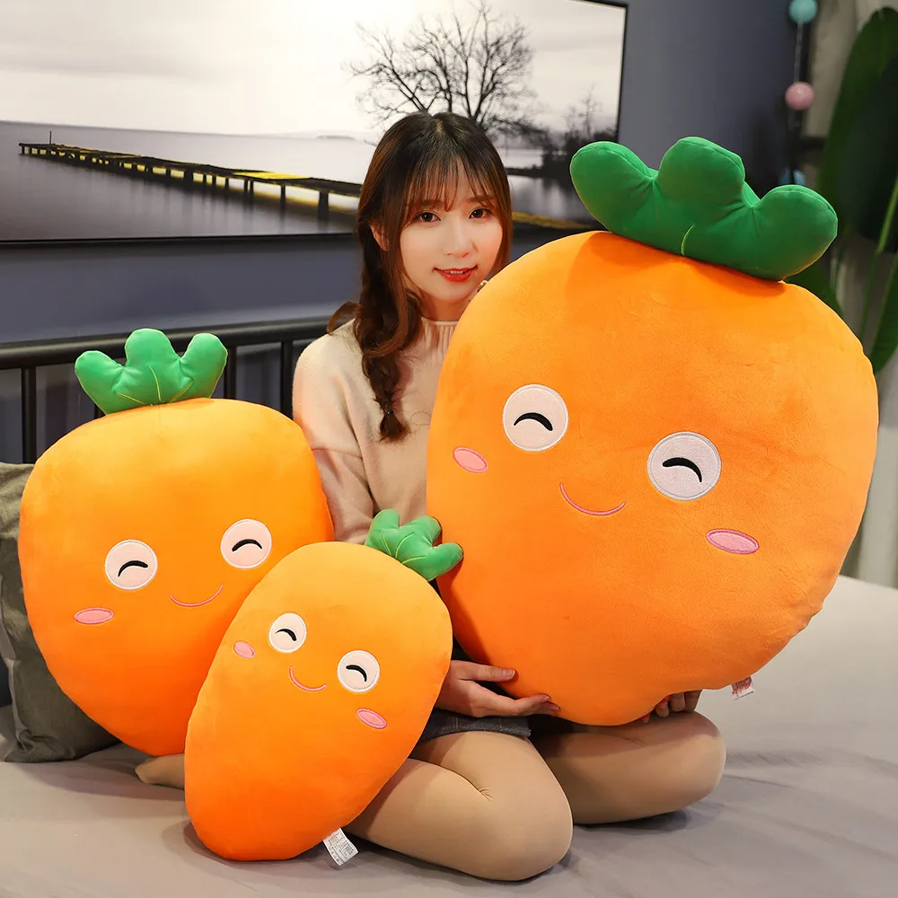 43-80cm Soft Cartoon Carrot Plush Toy Cotton Stuffed Vegetables Big Throw Pillow Soft Cozy Sofa Chair Cushion Amusing Home Decor