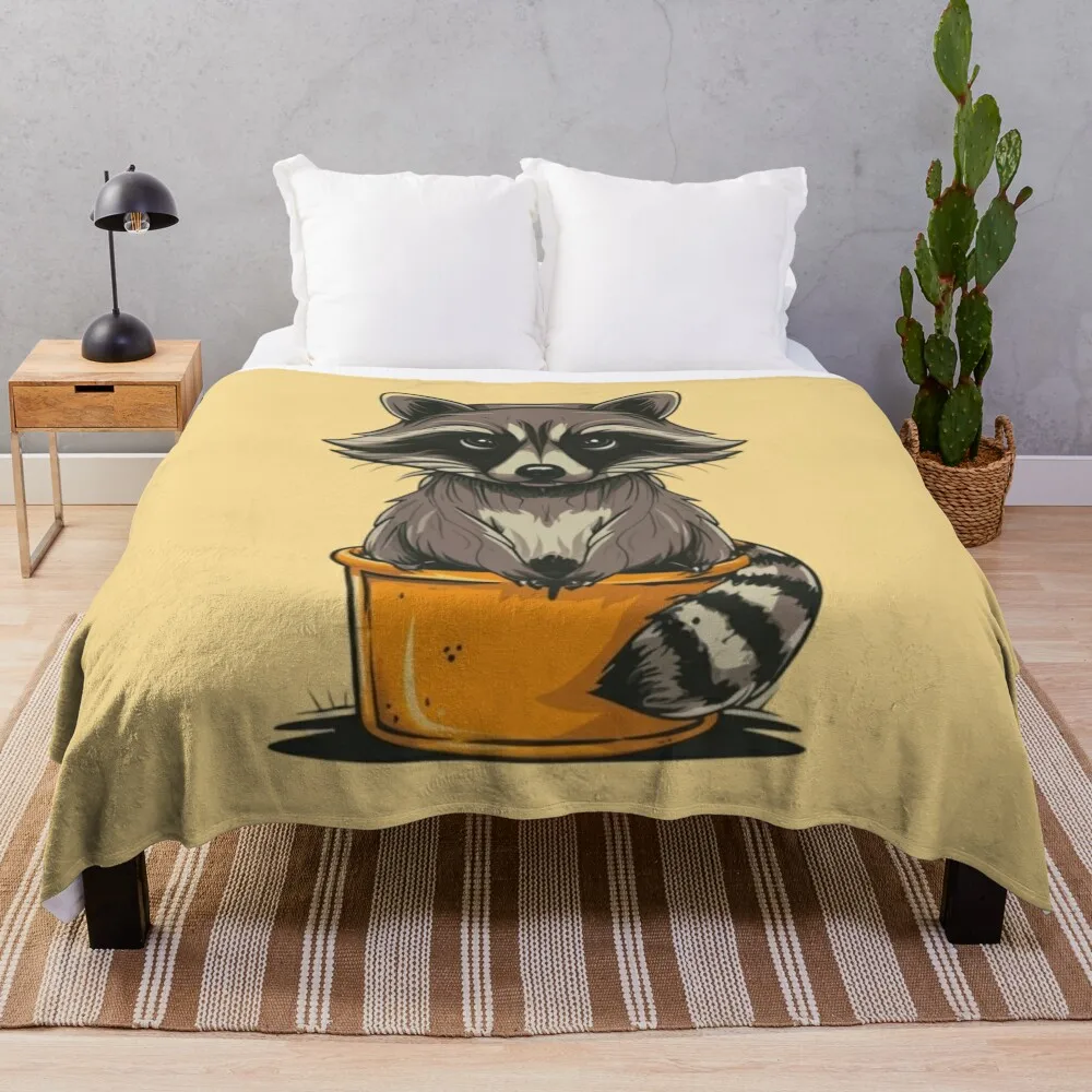 funny cute raccoon Throw Blanket Custom Giant Sofa Blankets