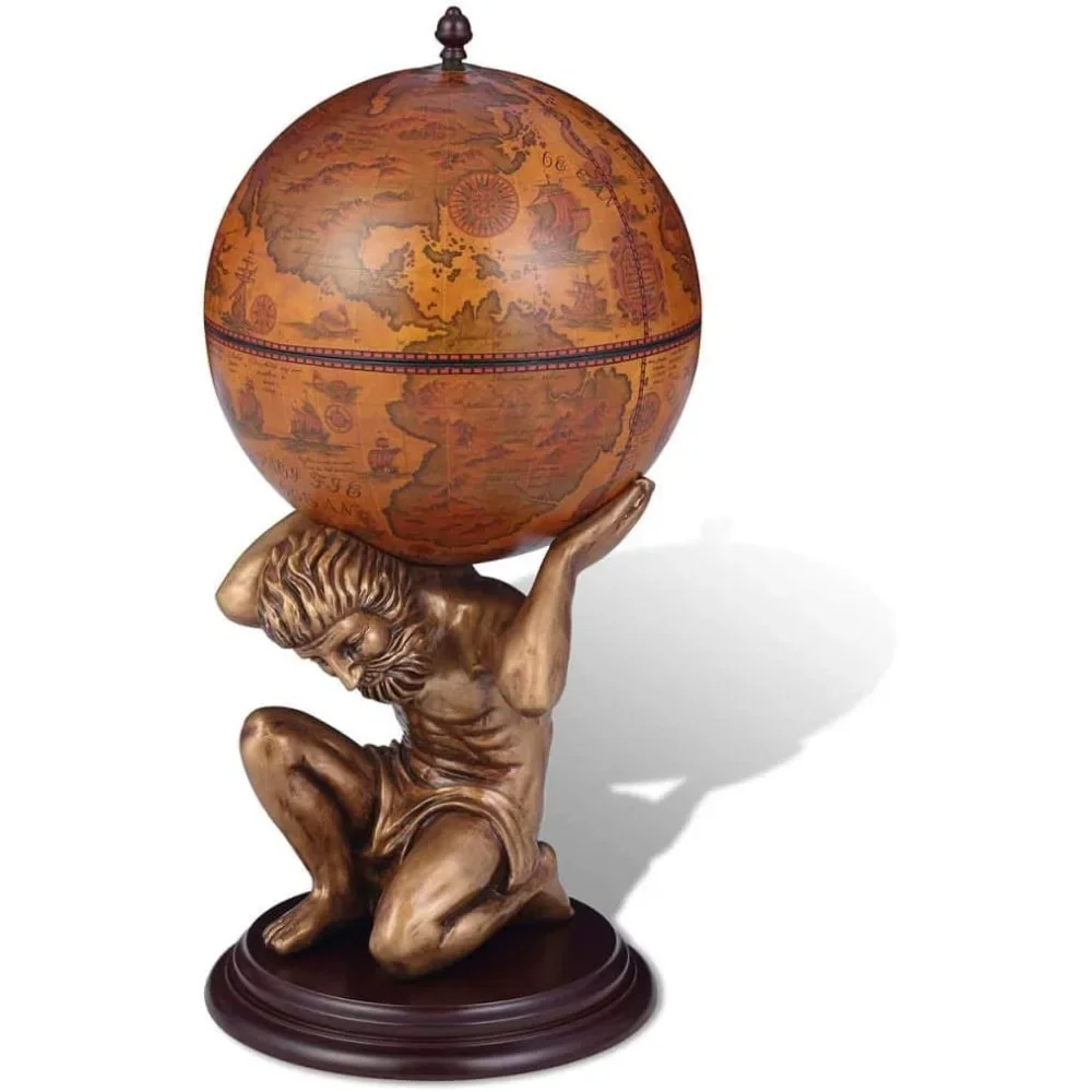 

Globe Bar Wine Cabinet with Bottom Shelf Eucalyptus Wood Liquor Holder Freestanding Wine Display Stand Rack for Room Decor