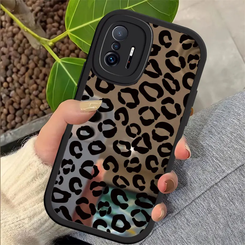 Mi 12 Lite 12X 12S Pro Mirror Makeup Case For Xiaomi Mi 11T Pro 10T 10 9 8 Lite 11 Lite 5G NE Fashion Leopard Pattern Cover