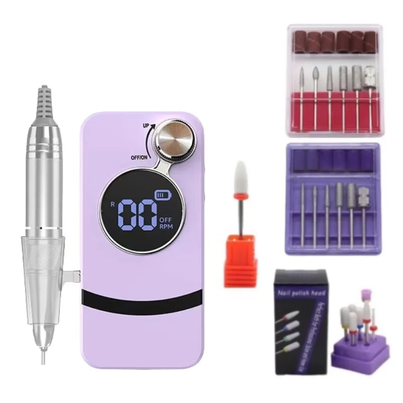 35000RPM Electric Nail File Portable Professional Nail Drill Machine Rechargeable, Acrylic Gel Grinder Buffer Tools Manicure