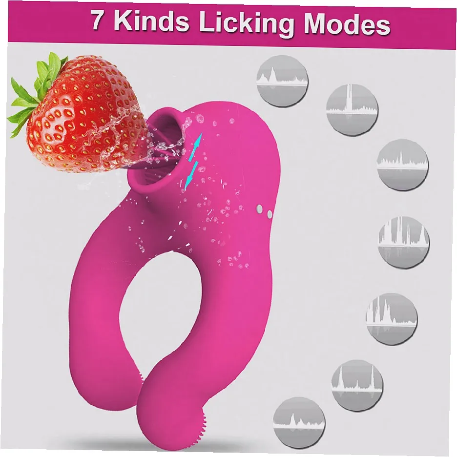 Unisex Vibrator With Male Penis Ring Features Tongue Licking Sex Toy  Vibrator Scrotum Massager Cock Ring Clit Stimulator view 5