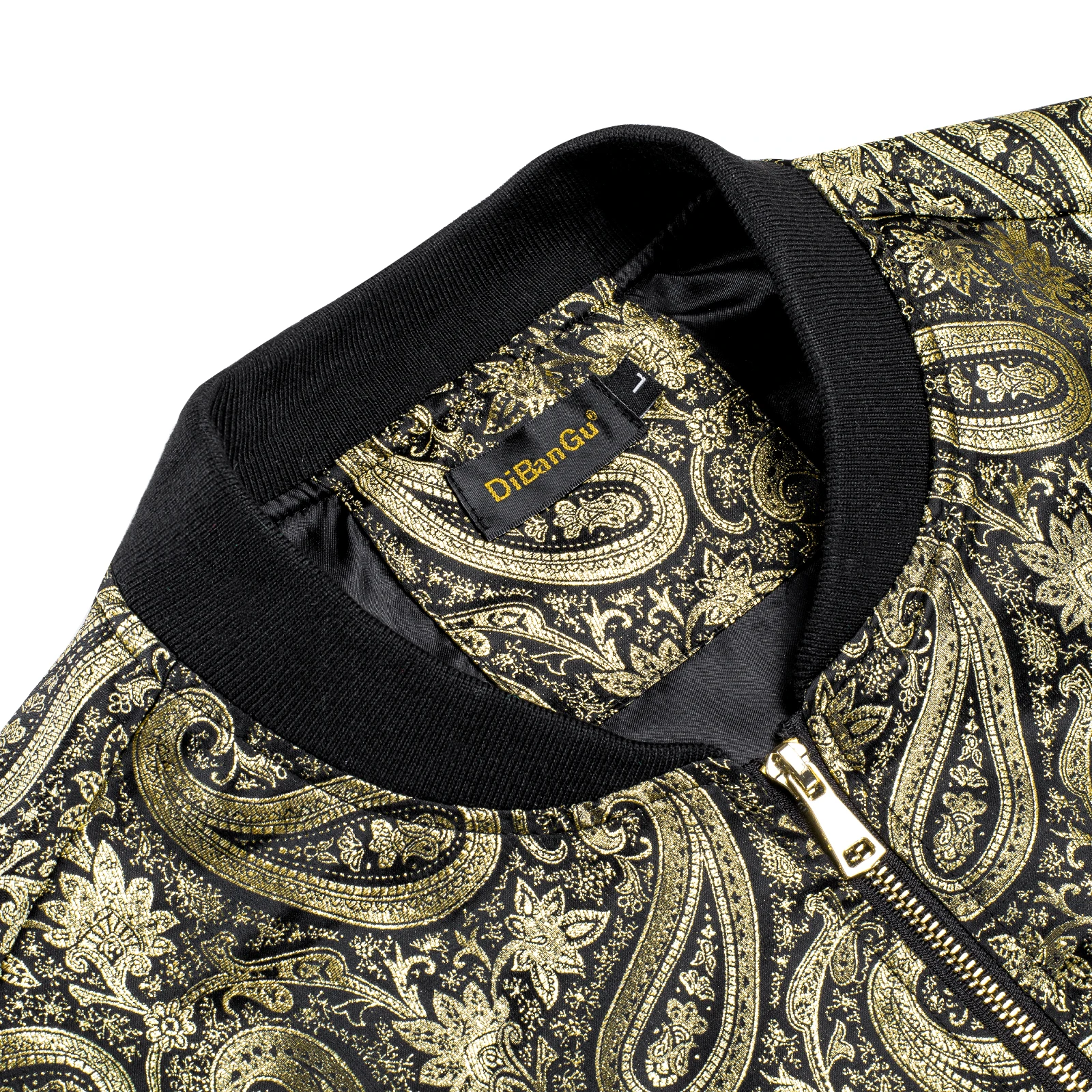 Black Golden Paisley Jacquard Designer Jacket for Men Autumn Winter Windproof Outerwear Luxury Long Sleeve Clothing DiBanGu