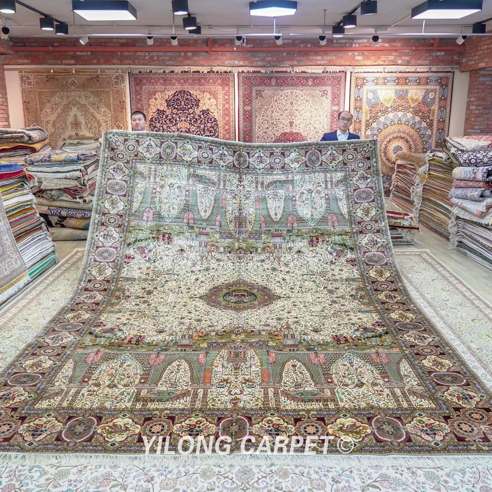 10'x14' Handmade Silk Carpet Exquisite Oversized Home Decor Large Rug (TJ197A)